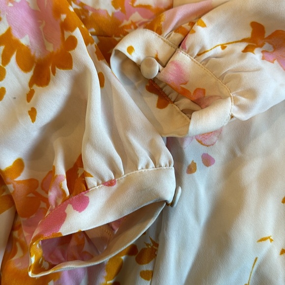 Anthropologie Paper Crown Muri Cream Floral Long Sleeve Romper Size Small - Picture 10 of 15